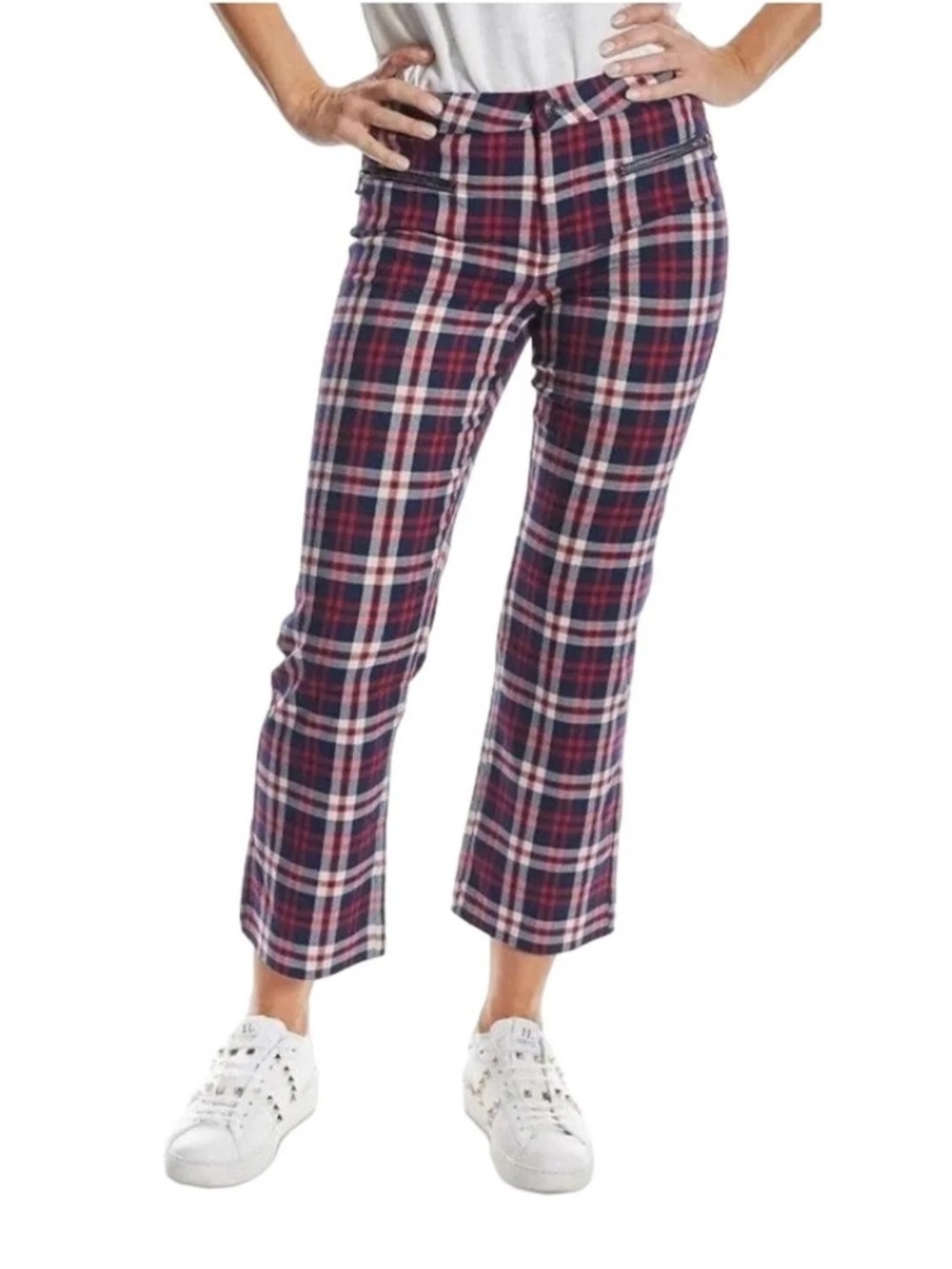 Oat New York Wallace High-Rise Straight Crop Plaid Pants